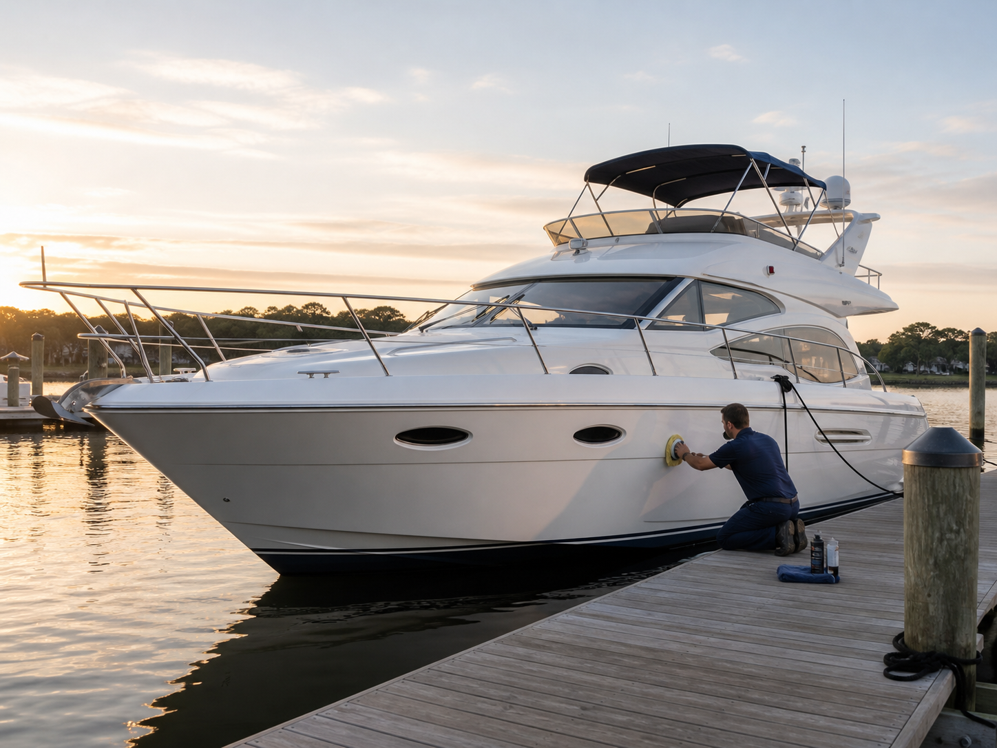 Professional boat care at an approved dockside location